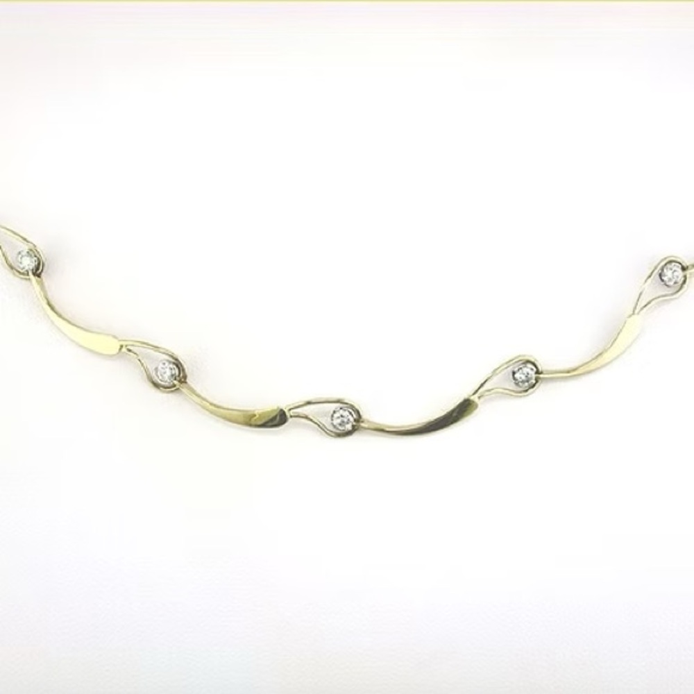 SOLD! New Tom Kruskal Designs Diamond & 14kt Gold Curve Necklace 70”